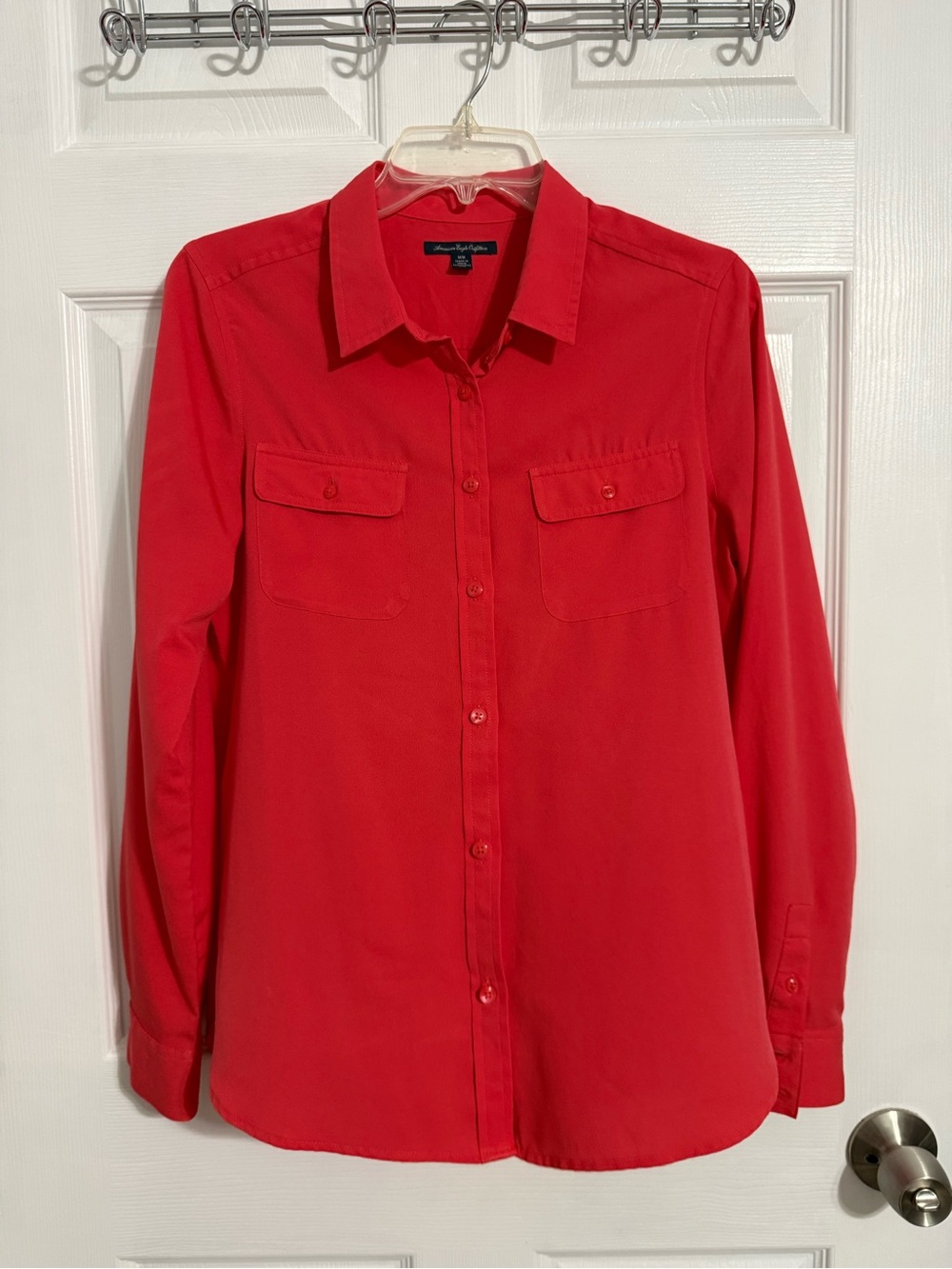 American Eagle Outfitters Coral Button-Down Shirt